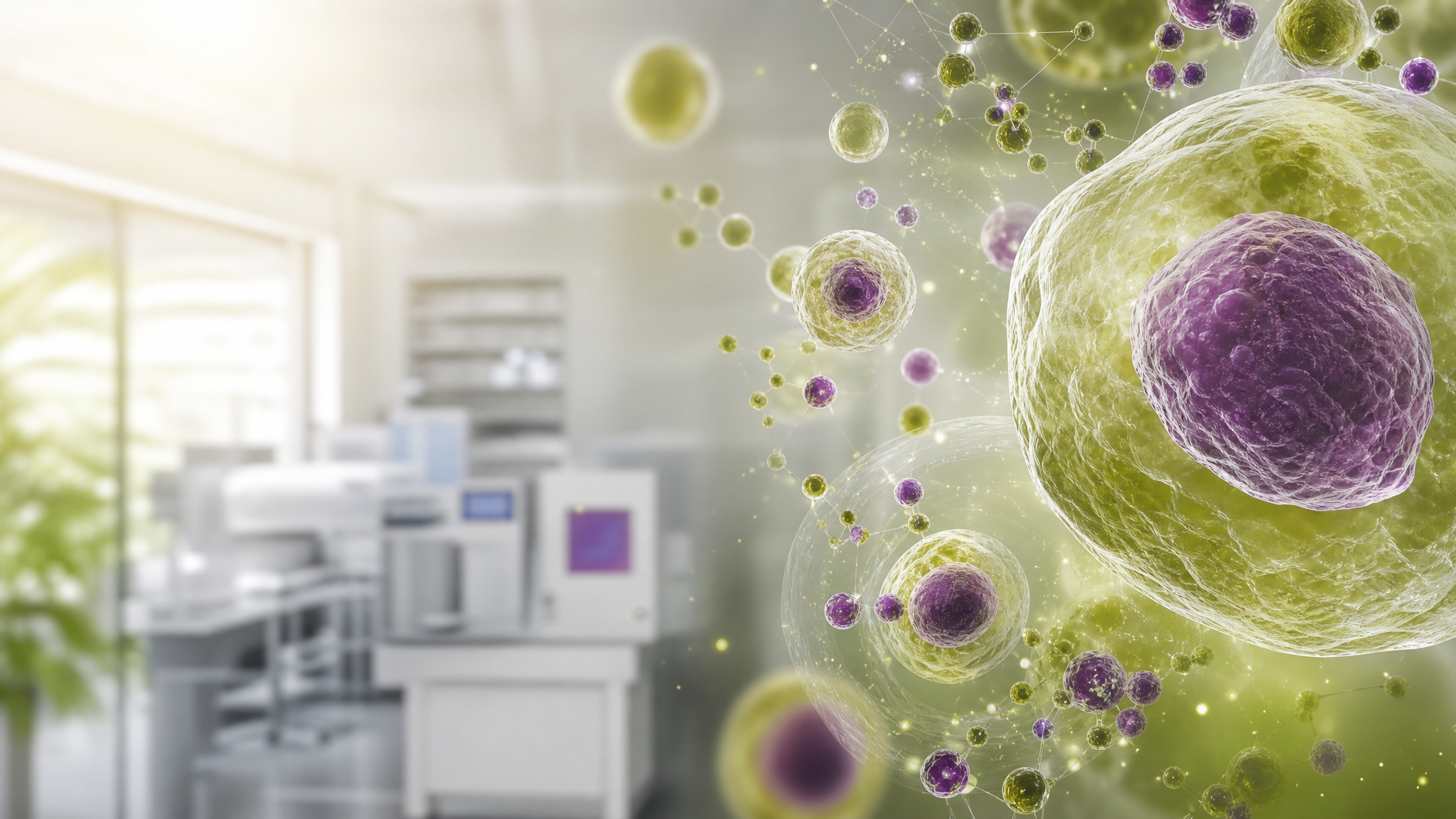 Regenerative medicine laboratory with molecular structures